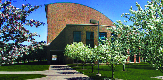 The exterior of Opperman Hall, which houses the Law Library.